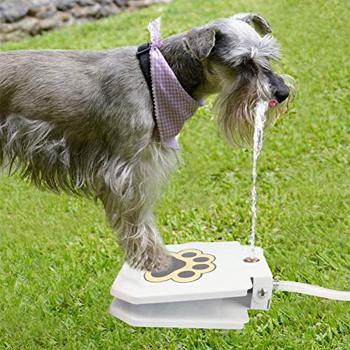Dispensador de agua para mascotas, dispensador de agua para perros, para exteriores, con pedal de presión, dispensador automático de agua, fuente de bebida, presión de agua ajustable