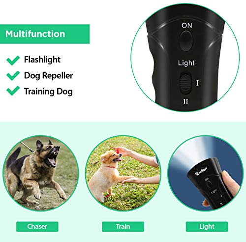 Dispositivo de ultrasonido para adiestramiento de Brellavi, dispositivo antiladridos para perros, entrenador electrónico para caminar, trotar y evitar comportamientos agresivos, portátil y manual