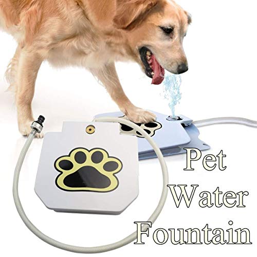 DKEE Comedero para Mascotas Alimentadores automáticos Alimentador automático de Agua for Perros Al Aire Libre Mascota activada Agua Potable Fuente Manguera Paso Spray Pedal Pedal Botella de Agua
