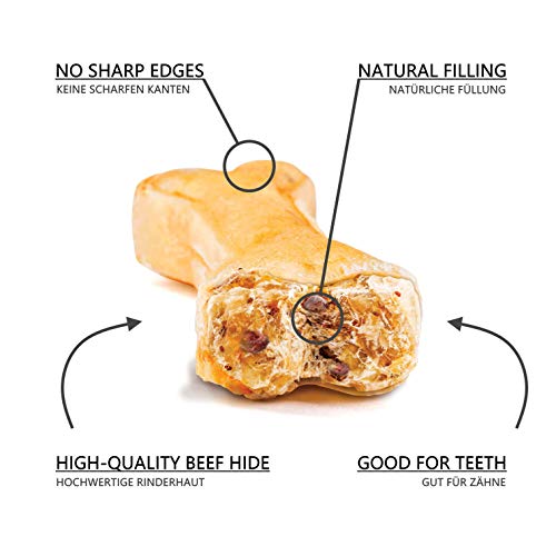 DOGBOSS Huesos masticables Ingredientes 100% Naturales, Diferentes tamaños y sabores (5 Huesos con Cordero, 17 cm)