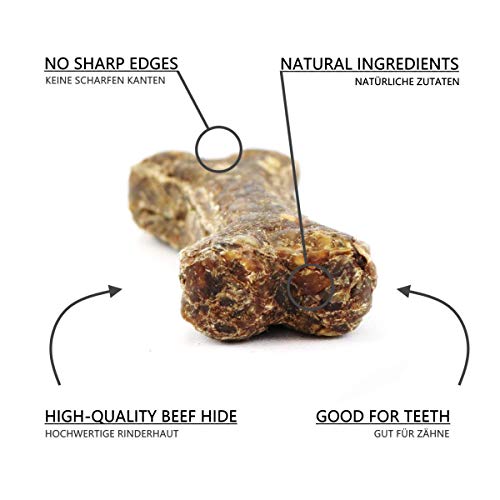 DOGBOSS Huesos masticables Ingredientes 100% Naturales, recomendados para Cachorros de más de 16 semanas y para Perros Mayores, Diferentes tamaños y sabores (5 Huesos con Rumen, 17 cm)