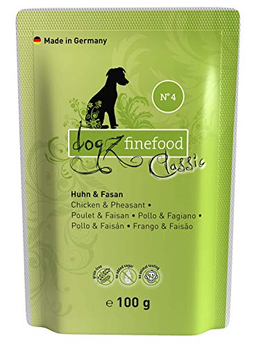 Dogz Finefood Pienso húmedo para perros, exquisitez en bolsa fresca, multienvase para perros y cachorros pequeños, sin cereales y sin azúcar, diferentes variedades, paquete de 12 (12 envases de 100 g)