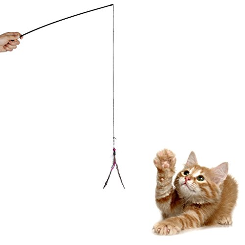 Dosige Gato Gatito Juguete Mascotas con Plumas+Varita+Campana+Cuerda elástica Color al Azar Size 65cm