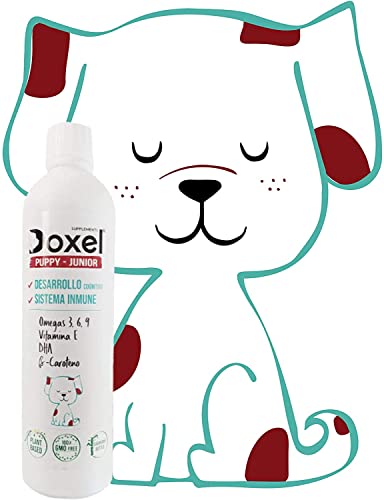 Doxel Puppy Junior 500ml| Aceite para Perros Cachorros| Suplemento| Refuerza Sistema Inmunitario| Previene Problemas Piel y Pelo | Omega 3 6 9| Vitaminas y antioxidante