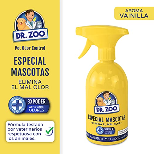 Dr. Zoo 26440511 Ambientador Spray Absorbe Olores Especial Mascotas, pehd, Vainilla, 500 ml