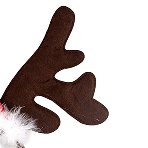 due-home Diadema fotografía para perros navidad con cuernos de Reno y gorro de Papá Noel (Rojo)