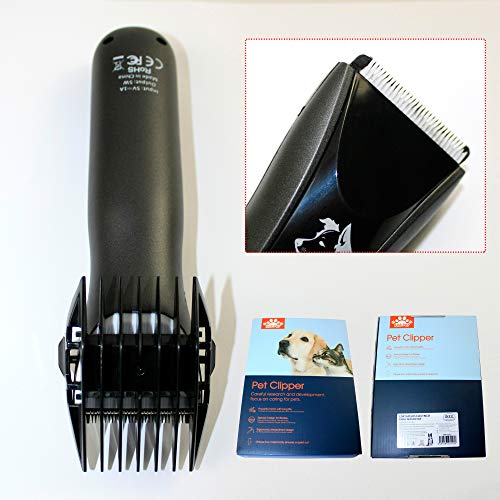 DZL- Cortapelo para Perro Esquiladora Eléctrica Cortador de Pelo para Mascotas Removedor USB Recargable Máquina de Cortar Pelo Bajo Ruido Impermeable (Negro-Kit)