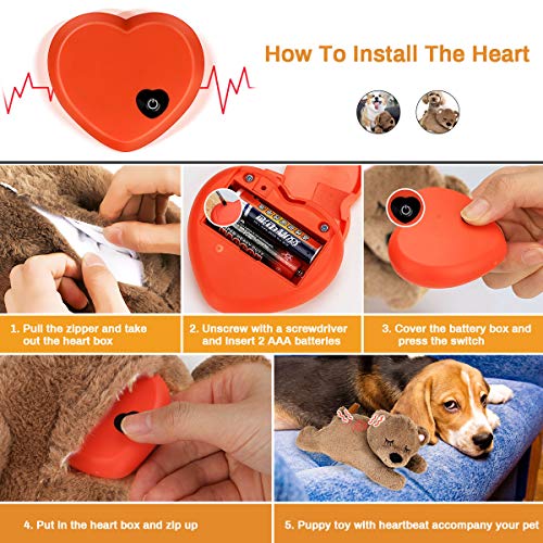 E-More Juguete De Peluche para Perros Heart Beat Puppy Behavioral Aid Toy, Cachorros Recién Nacidos Ansiedad De Separación De Ayuda para Dormir, Forma de Oso