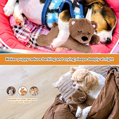 E-More Juguete De Peluche para Perros Heart Beat Puppy Behavioral Aid Toy, Cachorros Recién Nacidos Ansiedad De Separación De Ayuda para Dormir, Forma de Oso