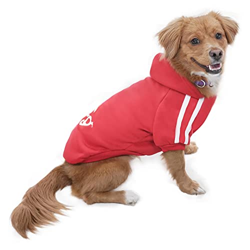 Eastlion Ropa Perro,Cálido Sudadera con Capucha para Perros Algodón Suéter Chaqueta Abrigo Costume Pullover para Mascota Pequeño Perro Gato (Rojo,L)