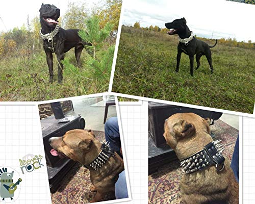 Ecloud Shop Negro Ajustable PU Collar para Mascotas Perro Bulldog Pet Punk Spike Stud Remaches Collar 56 * 5CM