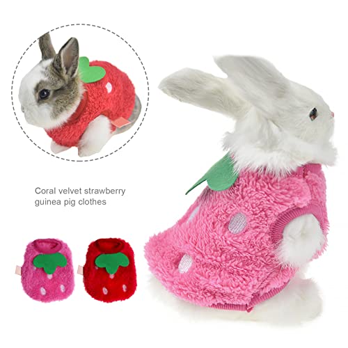 ECSiNG 2 piezas de ropa para mascotas pequeñas, fresa, cobayas, disfraz de invierno para hámster, conejo, hurones, chinchillas, gatitos, 3XS