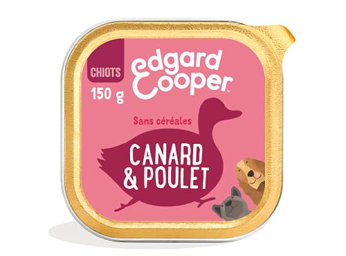 Edgard & Cooper - Caja con pátina para Cachorro, Perro, sin Cereales, Comida Natural, 150 g, Pato y Pollo Fresco, alimentación Sana Sabrosa y equilibrada, proteínas