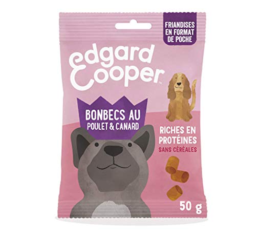 Edgard & Cooper - Perro de Perro Natural sin Cereales de Pato y Pollo Fresco, Bolsa de Bolsillo 50 g, Caramelos sabrosos con proteínas de Calidad para recompensar