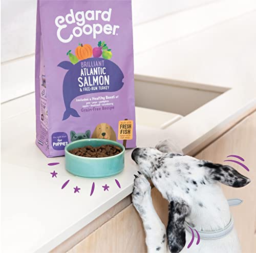 Edgard & Cooper Pienso Cachorros Comida Seca Natural Sin Cereales 2.5kg Salmón y Pavo, Fácil de digerir, Alimentación Sana Sabrosa y equilibrada