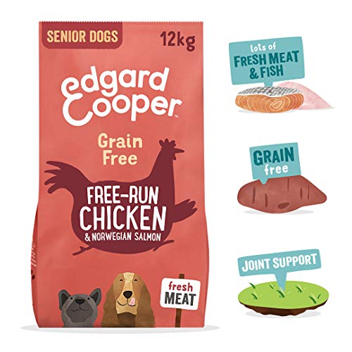Edgard & Cooper Pienso Perros Senior Comida Seca Natural Sin Cereales 12kg Salmon y Pollo Fresco, Naturalmente fácil de digerir, Alimentación Sana Sabrosa y equilibrada, Proteína