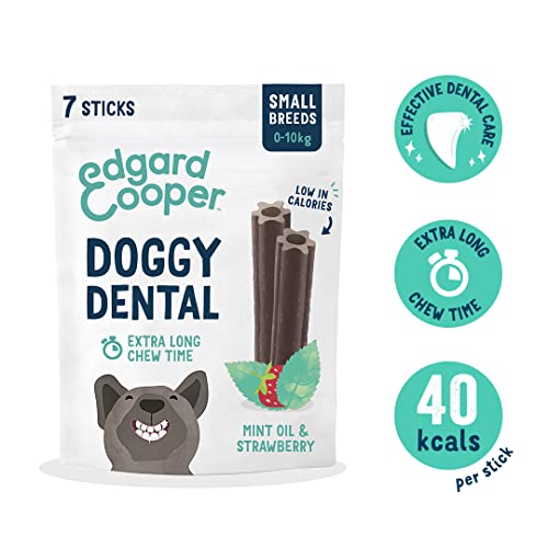 Edgard & Cooper Premios Higiene Dental Perros Pequeños 56 Barras Menta/Fresa, Cuidado Dental Diario bajo en calorías, Masticación Prolongada, Aliento Fresco