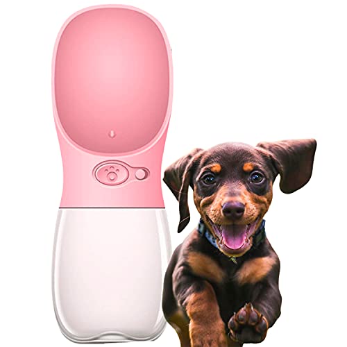 Edipets, Bebedero Perro Portatil, 350 ml, Antibacteriano, Botella Agua a Prueba de Fugas, Libre de BPA, Ideal para Actividades al Aire Libre (Rosa)