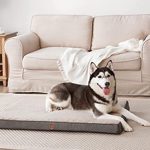 EHEYCIGA Cama para perros grande XXL 120 × 74 × 7 cm Dog Bed lavable, gris, colchón para perros, forma de huevo, mullido, ortopédico, mediano y pequeño, relleno grueso de espuma