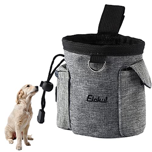 Elehui Bolsa para adiestramiento de perros Snack bolsa de entrenamiento para perros Bolsa para comida para perros animales Multifuncional Snack para adiestramiento del perro Viaje al aire libre Gris