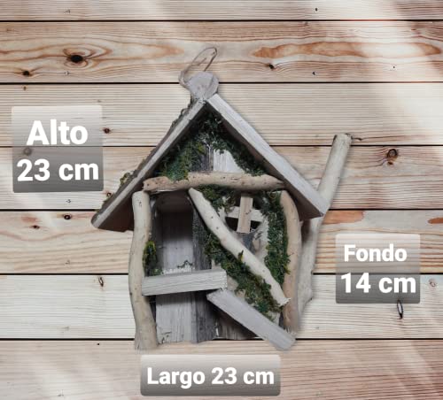 ELENANO Caseta pajaros Grande XXL Nido para pájaros casa de Madera para Colgar casita decoración de jardín terraza o balcón pajarera