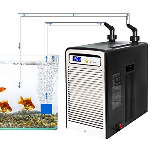 Enfriador de agua para acuarios,160L máquina de enfriamiento de agua, tanque de camarones,enfriador de tanque de peces, equipo de cultivo de mariscos para agua,hierba/camarones/medusas/coral,18-28 ℃