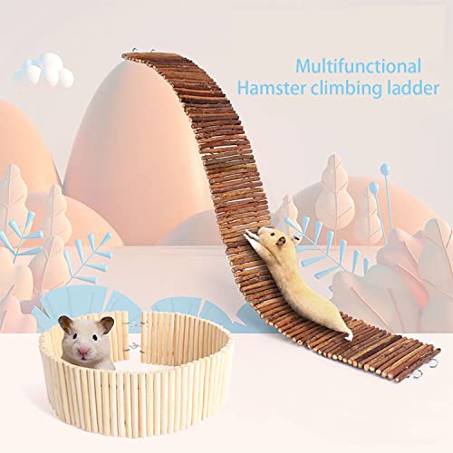 Escalera de hámster, madera Hamster Chew Bridge Toy Juego de cuatro accesorios para jaulas de hámster, Adecuado para hámsters, ratones, jerbos, chinchillas, Escalera de Madera Hamster. (60*8cm)