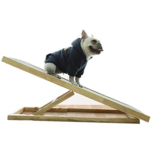 Escaleras de mascotas Rampa de Escalera para Perros de Color Madera, Alturas Ajustables del Perro Casero Antideslizante del Perrito de Rampa para Pequeña Mediana Grande Perros Gatos - Carga Máx 220Ib