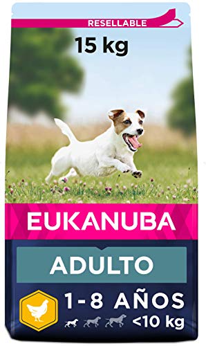 Eukanuba Alimento seco para perros adultos activos de raza pequeña, rico en pollo fresco 15 kg