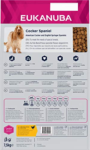EUKANUBA Breed Specific Alimento seco para perros cocker spaniel adultos, alimento para perros óptimamente adaptado a la raza 7.5 kg