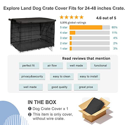 Explore Land Cubierta de caja para perros duradera – Funda de poliéster para perros de 60 a 122 cm (24 pulgadas, cubierta negra)