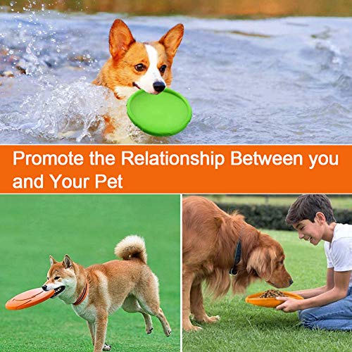 FANDE Interactive Dog Frisbee, 3PCS Dog Rubber Frisbee, para Adiestramiento de Perros, Captura y Juegos al Aire Libre, 18 CM (Verde,Naranja, Rojo)