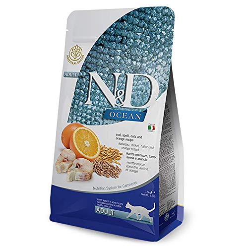Farmina N&D Ocean - Calabaza de arenque y alimento seco para gatos de naranja 3.3 libras