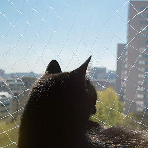 FayTun Red de Seguridad para Gatos, Transparente para balcón, protección de Gato, Red antiescape, Valla de Seguridad para balcón, Ventana y terraza, sin perforación (2 * 3m)