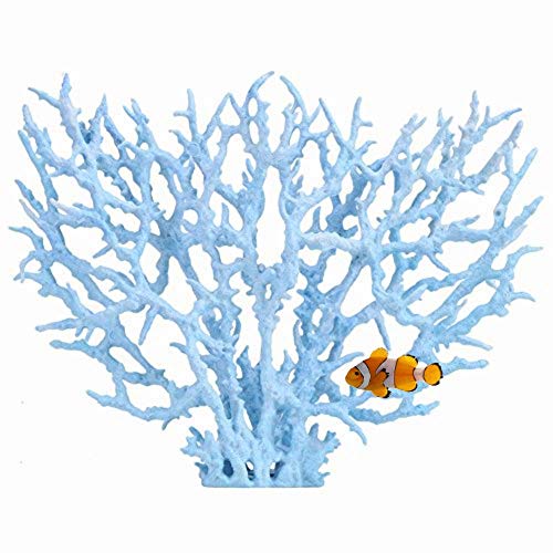 Fdit Acuario Plástico Artificial Planta Decoraciones Coralinas de Tanque de Pescados en Diversos Tama?os y Color(Azul (L))
