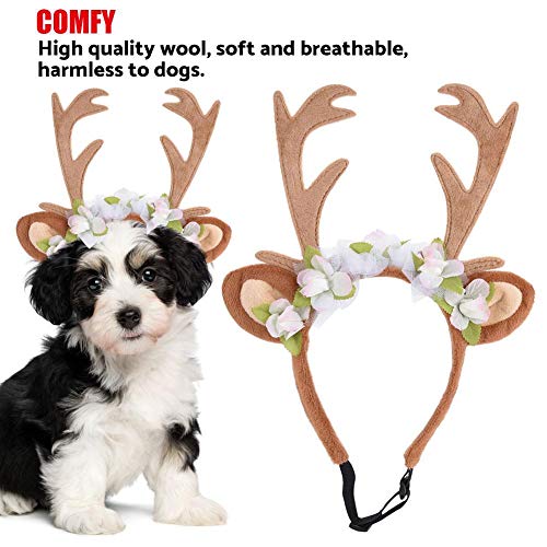 Fdit Socialme-EU Hurquilla Diadema Disfraz para Mascotas Perros Gatos Asta de Ciervo Decoración Navidad(L)