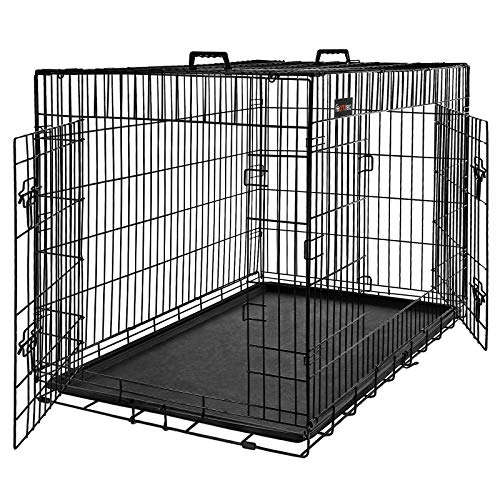 FEANDREA Jaula para Perros, Jaula para Mascotas con 2 Puertas, 92,5 x 57,5 x 64 cm, Negro PPD36BK