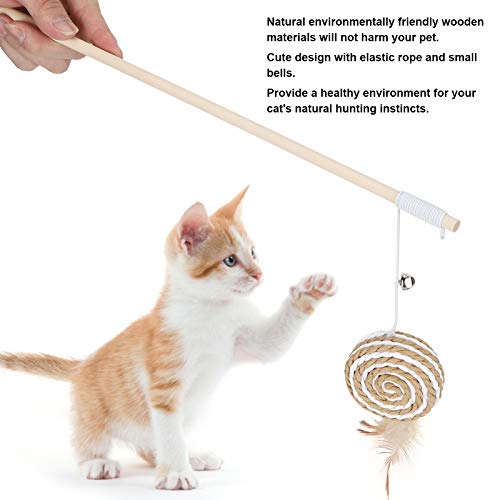 FEBT Juguetes con Varita de Plumas para Gatos, Divertidos Juguetes interactivos para Gatos, Juguetes con Plumas para Gatos, Ligeros y duraderos para la interacción con Mascotas