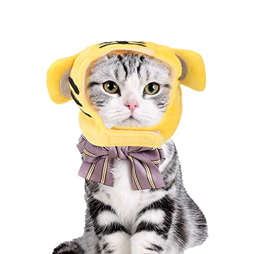 Felenny Gorra de Gato Mascota Disfraz de Gato Gorra de Tela Divertido Lindo Patrón de Tigre Sombrero Accesorios para Fotos Accesorios para La Cabeza Adecuados para La Mayoría de Los Gatos