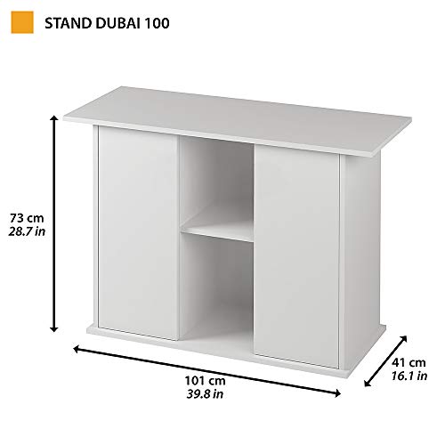 Ferplast Mueble de Soporte para Acuario Stand Dubai 100 con Puertas y repisas, Pies Regulables, Superficie de Apoyo Resistente al Agua, 101 x 41 x h 73 cm, Madera Blanca