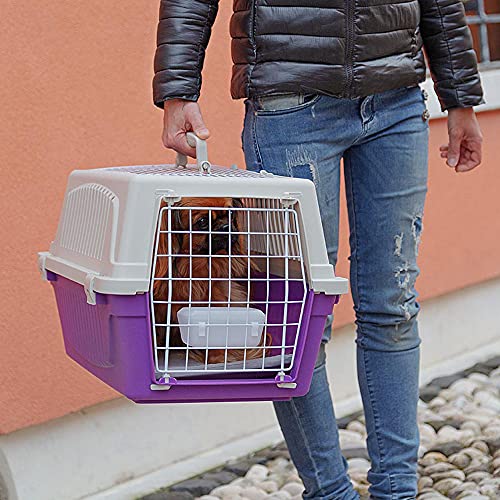 Ferplast Transportín Perros Pequeños y Gatos hasta 8 Kg Atlas 20 Open, Techo Aprible, Almohada y Cuenco Incluidos