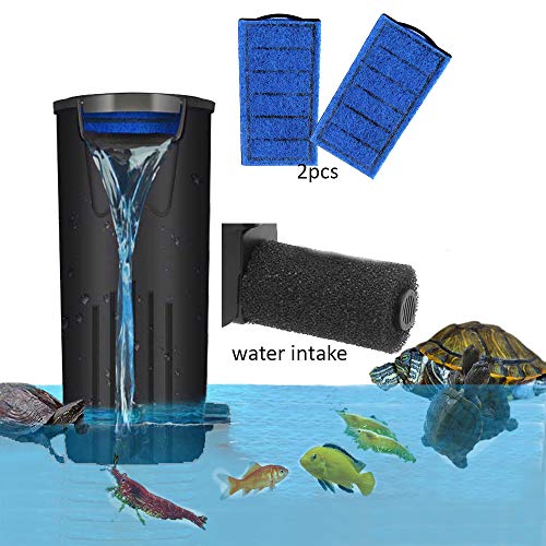 Filtro de tortuga de acuario Filtro de nivel de agua bajo flujo de cascada Filtro sumergible Bomba limpia para tanque de peces de tortuga (600L/H) (negro)