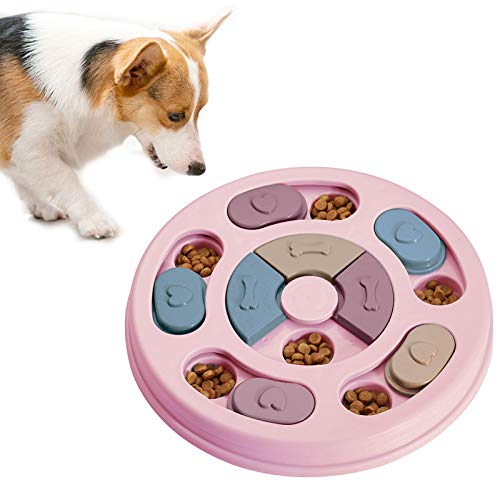 floatofly Comida de entrenamiento para perros, divertida, interactiva, caja de alimentación portátil, divertida, seguridad, práctica psicológica, juego de cachorros, juguete educativo, color rosa