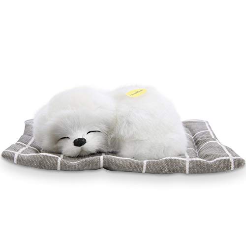 Fockety Peluche Perro Durmiente, Suave(All White Gingham Pad Sleeping Dog)