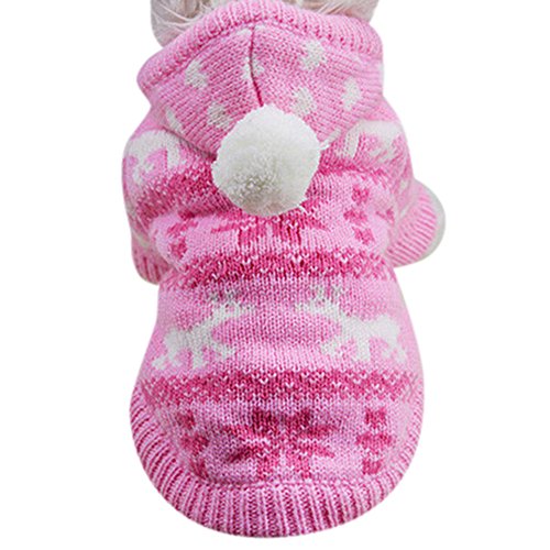 Fossrn Ropa Perro Pequeño Invierno para Mascotas Tejer Suéter con Capucha Capa Abrigo de Ropa para Yorkshire Chihuahua