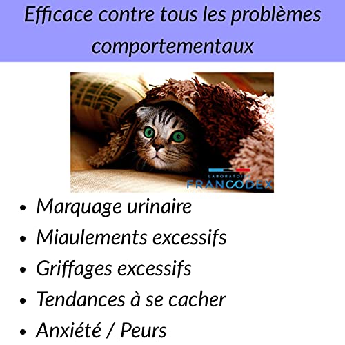 Francodex - Difusor eléctrico de feromonas de larga duración + 1 recarga de 48 ml – Kit completo – Antiestrés – Reduce los problemas de comportamiento – Calidad francesa – para todos los gatos
