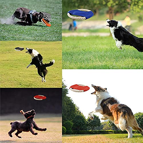 Frisbee para Perros,Forreen 4 Piezas Disco Volador para Mascotas Cuerda de Algodón Natural Vistoso Resistencia Mordedura Perros interactivos Frisbee para Lanzar Entrenar Jugar Perros,Color Aleatorio