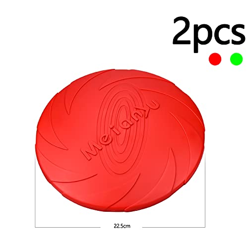 Frisbees de Perro 2 Pcs Juguete de Disco Volador para Mascotas Perros Interactivos Frisbee de Goma para Adiestramiento de Perros 22.5CM(Verde + Rojo)