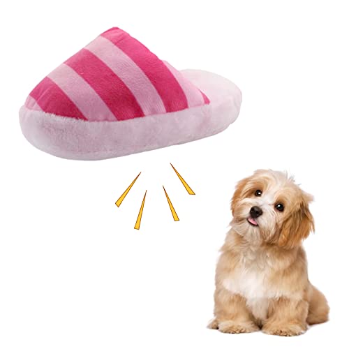 FuninCrea Juguete de peluche para perros, bonitas zapatillas de casa, juguetes interactivos, para perros medianos y cachorros, juguete para morder para reducir el aburrimiento (rosa)