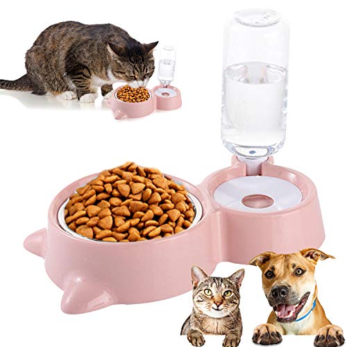 Gato Cuenco,Cuenco Doble para Mascotas,2 in 1 Comedero y Bebedero Automático para Gatos y Perros,Comedero,para Perro Gato para Mascotas,Perros,Gatos